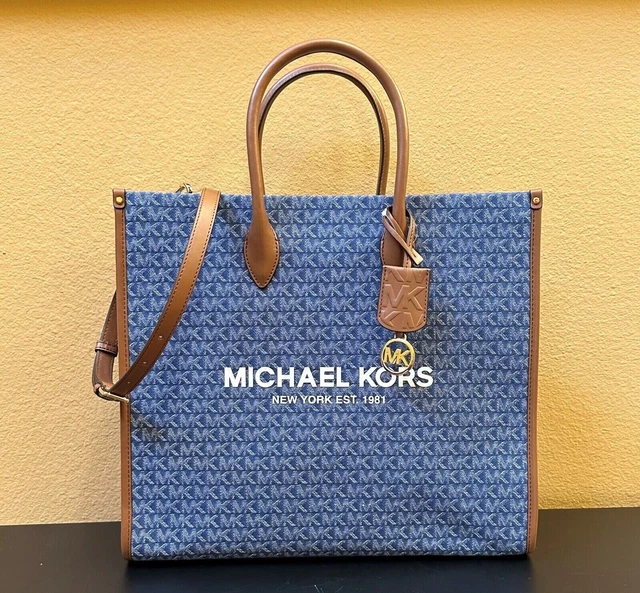 Michael Kors Mirella Large North South Tote Satchel Shoulder Bag Mk Denim Multi
