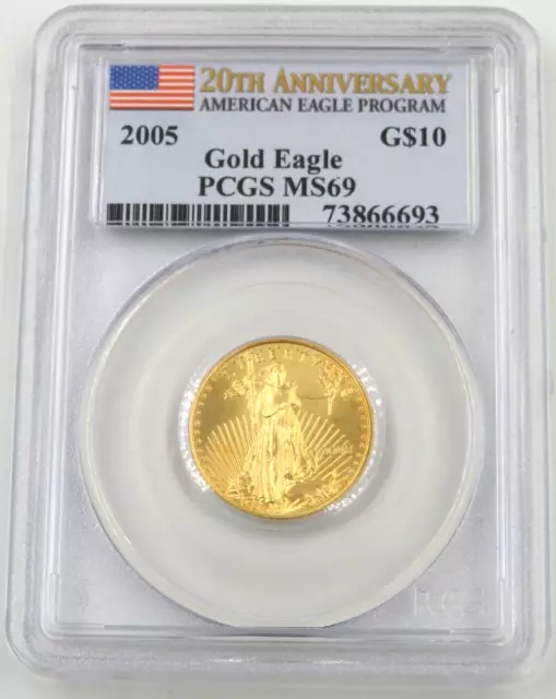 2005 $10 American Eagle 1/4 oz Fine Gold Bullion PCGS MS 69
