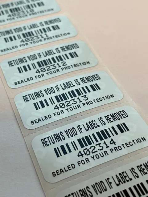 100 Returns Void If Label Is Removed-Barcode-Serial Numbering-Stickers Seals