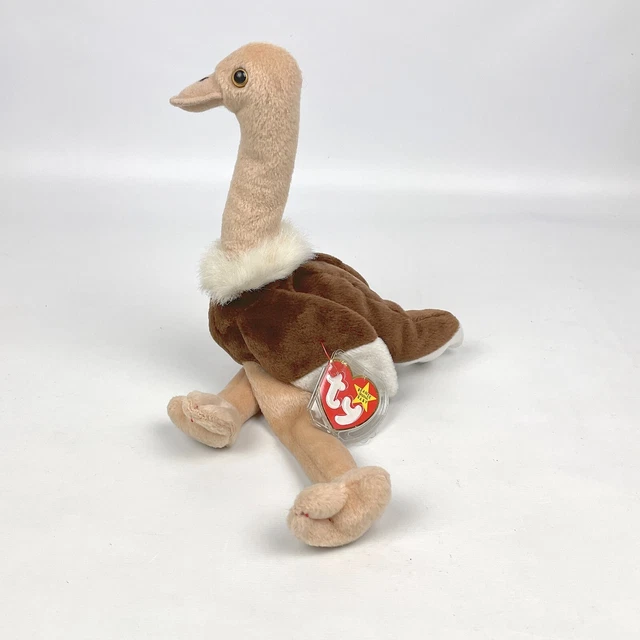 NWT 1997 TY Beanie Baby – STRETCH the Ostrich (6.5 in) Stuffed Plush Bird Toy