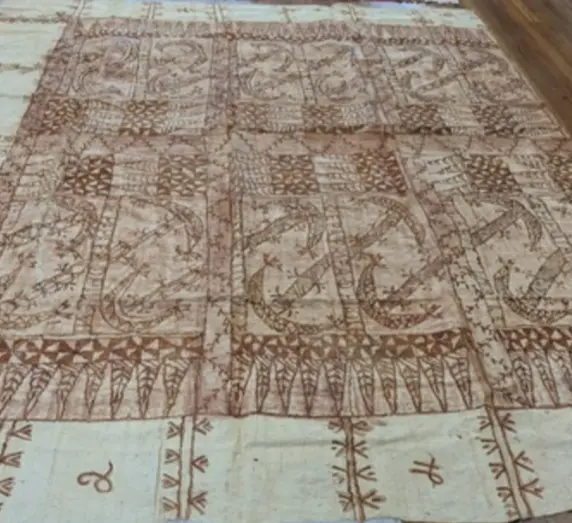 Large vintage Tongan Bark Tapa Cloth Art Ngatu -- POLYNESIAN TREASURE