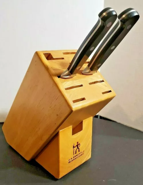 JA Henckels Maple Wood 9 Slot Knife Block & 2 JA Knives Professional Heavy Duty