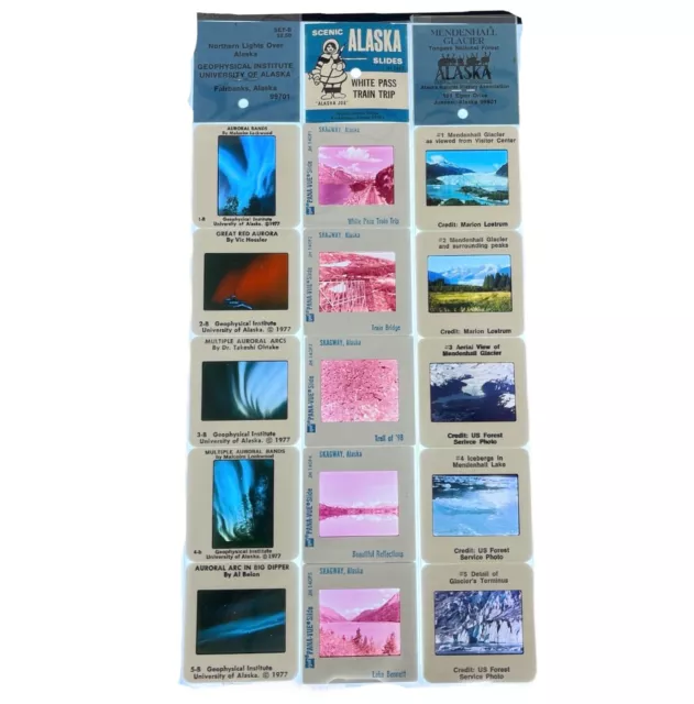 Vintage Alaska Souvenir Tourist Slides Northern Lights Glacier Train Lot of 3