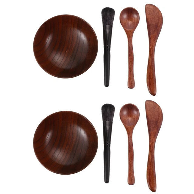 8 Pcs Four Piece Facial Mask Bowl Wooden Face Applicator Brush DIY Facemask