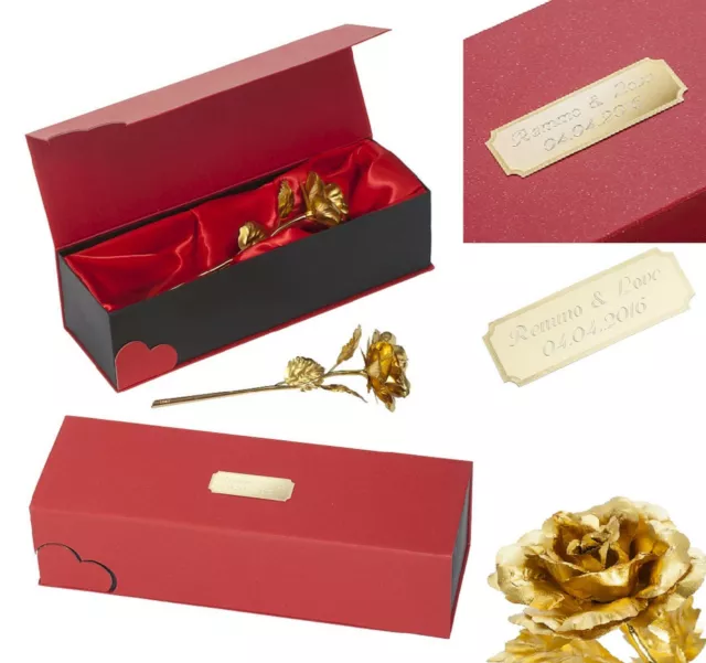 Vergoldete Goldene Ewige Liebe Rose GRAVUR Valentinstag Weihnachts Geschenk Idee