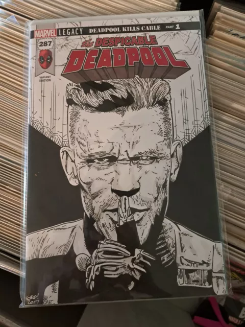 The Despicable Deadpool blank variant with (Brolin) Cable sketch by Gary Parkin