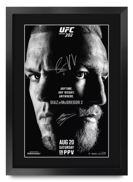 Poster UFC 202 A3 incorniciato Conor McGregor Nate Diaz autografo firmato per fan UFC