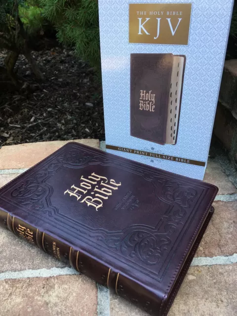 KJV Giant/Large Print Bible Red Letter ~ Beautiful ribbed cover ~thumb-indexed 2