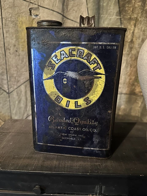RARE VINTAGE ATLANTIC Motor Oil Can 1920s-1930s New York Sea Gull ...