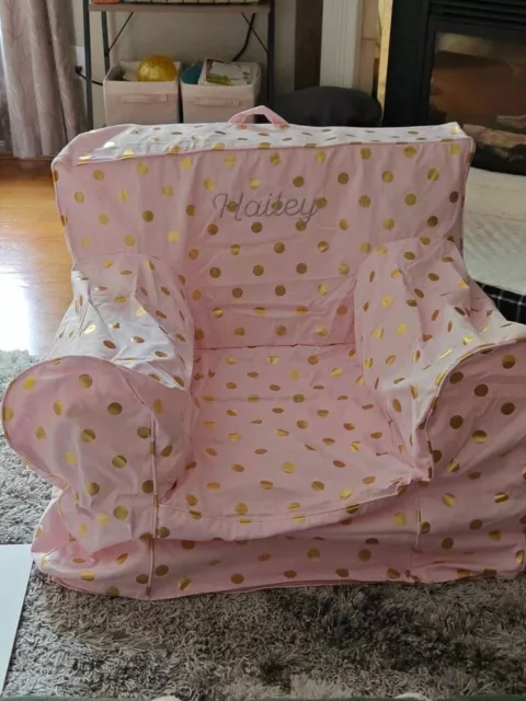 Pottery Barn kids oversized anywhere chair cover,pink,  personalized "hailey"