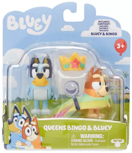 BLUEY QUEENS OFFICIAL Collectable Character 2 Figure Set Featuring