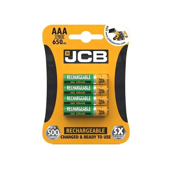 4 x JCB Rechargeable NiMH 650mAh AAA Battery for Panasonic DECT Cordless