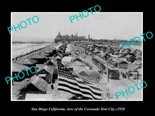 OLD 8x6 HISTORIC PHOTO OF SAN DIEGO CALIFORNIA THE CORONADO TENT CITY c1920