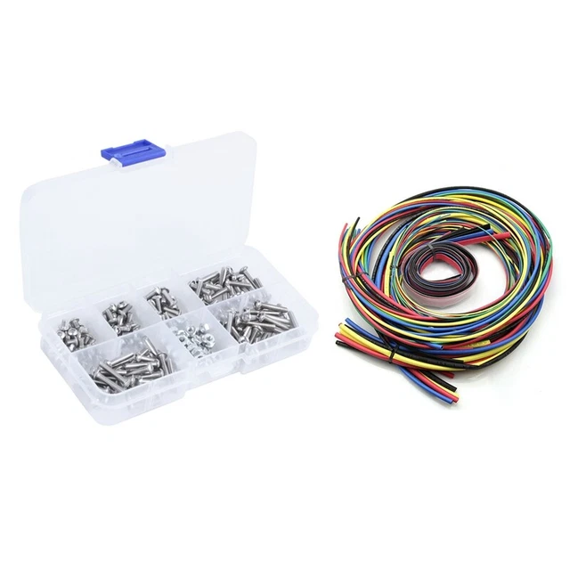230Pcs M3 Hex Hex Drive Screws Nuts Kit (M3) & 55M/Kit Heat Shrink Tubing 11C5J9