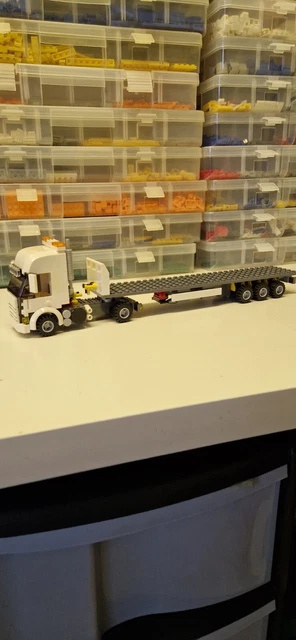 LEGO CITY CUSTOM wheel highline truck +tri axl trailer white L