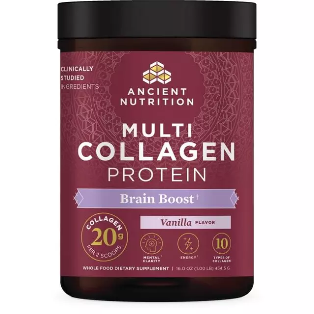 Ancient Nutrition Multi Collagen Protein Brain Boost - Vanilla 16 oz Pwdr