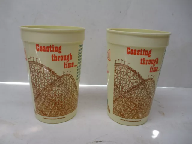 Set of 2 Vintage 1980 Kennywood Amusement Park Plastic Drinking Coaster Cups Set of 2 Vintage 1980 Kennywood Amusement Park Plastic Drinking Coaster Cups