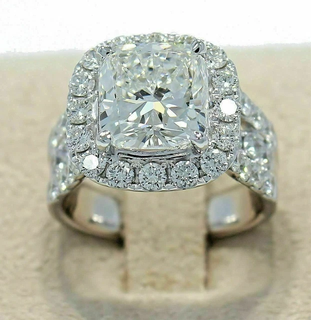 Bague De Fiançailles 3.00 Ct Diamant Simulé Or Blanc 14k - Taille US 12 - Coupe Coussin
