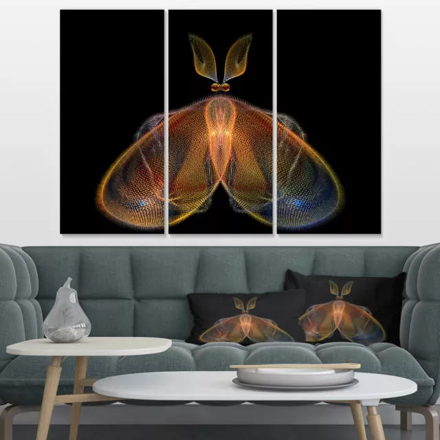 Designart "Orange Fractal Butterfly in Dark" Abstract Canvas Orange 36 in. wide