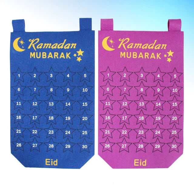 2 piezas Calendario de cuenta regresiva de juramento colgar 2022 Mubarak calendario colgante musulmán