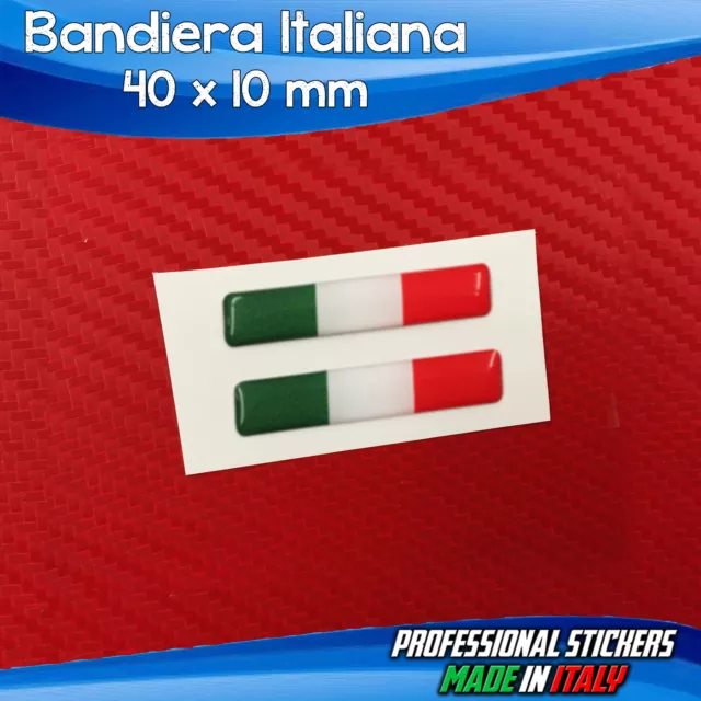 2 Adesivi Resinati Stickers 3D Flag Bandiera ITALIA 4 x 1 cm