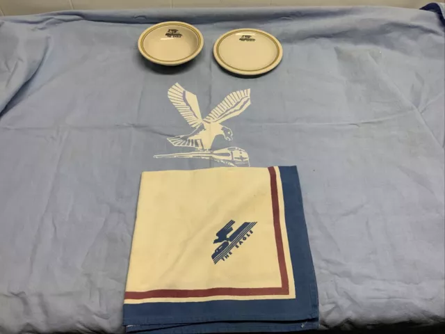 Missouri Pacific The Eagle 5 “ Bowl 5 1/2 “ Plate Tablecloth, Napkin