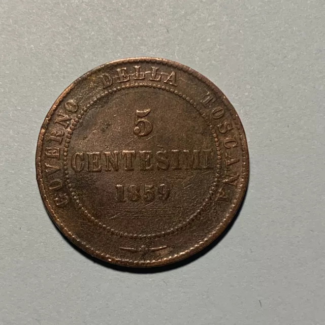 5 centesimi - Vittorio Emanuele II Gouverment de Toscane 1859