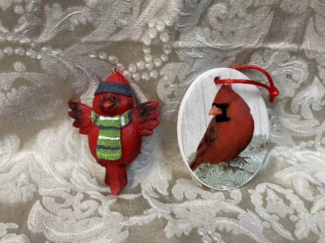 Christmas Ornament Set Of 2 Cardinal Birds