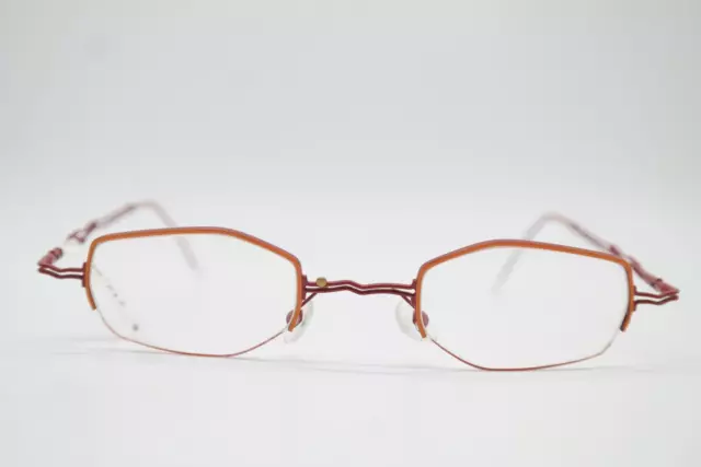 Vintage Lunettes Locco My Wave Rouge Orange Or Démi Monture Lunettes