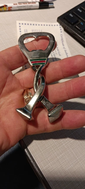 Vintage Silver Tone Authentic GUCCI Bottle Heavy Bottle Opener Made in Italy-NEW