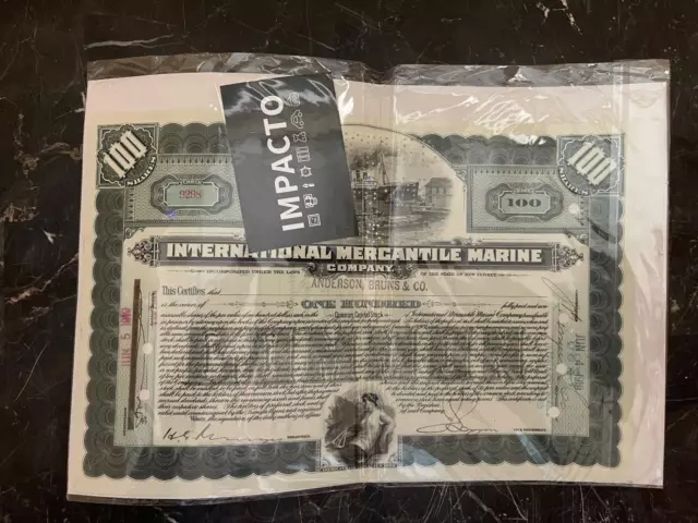 International Mercantile Marine Company.......1919 Stock Certificate $100