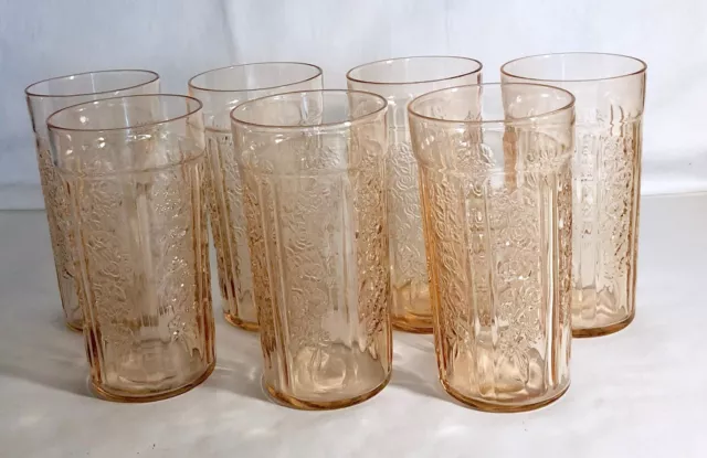 7 Federal Pink Sharon 5 1/4" 12 oz. Thin Ice Tea Tumblers