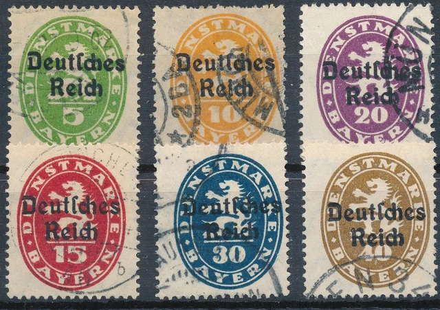 Stamp Germany Official Mi 034-39 Sc O52-57 1920 Dienst Reich Bavaria WWII Used