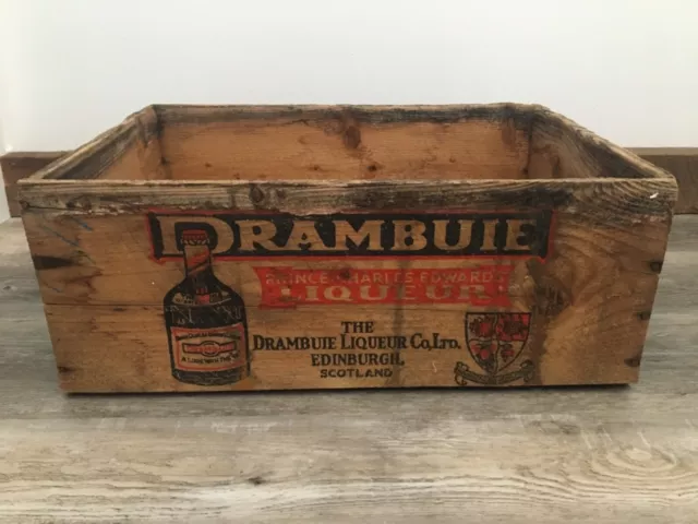 Vintage Drambuie Liqueur Wooden Crate - Product of Scotland