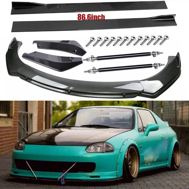 CARBON FIBER FRONT Bumper Lip Side Skirt Strut Rods For Honda Civic del