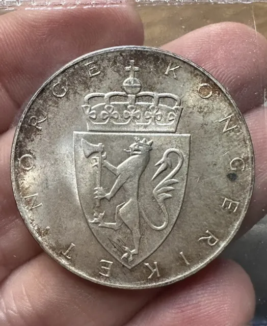 Norway 10 Kroner 1964 Silver Unc
