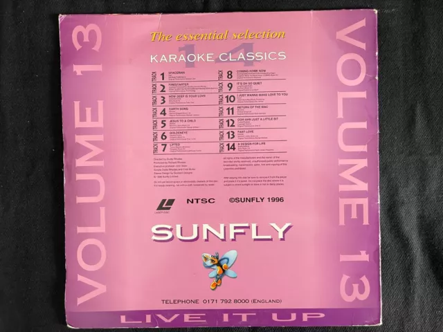 Sunfly Karaoke Classics  Vol. 14  The essential Selection Laser Disc  Made in UK 2