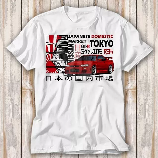 T-Shirt Nissan Skyline GTR R34 Tokyo Japan JDM Auto Top T-Shirt Unisex 4089