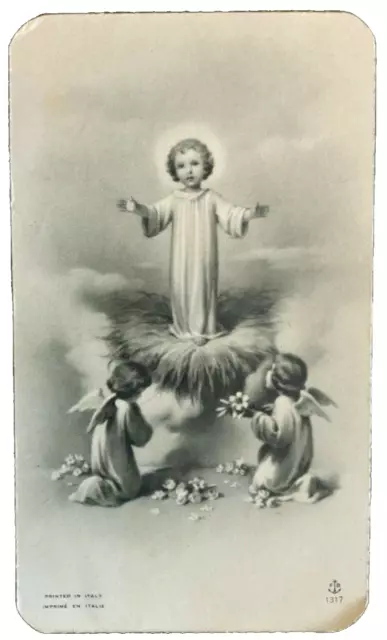 antico SANTINO Holy Card " BAMBIN GESU' e gli ANGELI " ed. FB 1317