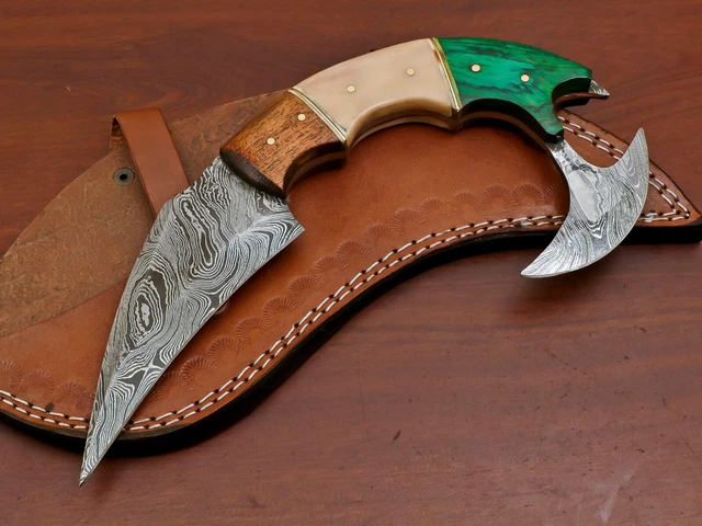 Hand Forged Damascus Steel Blade Full Tang Hunting Knife - Bone/Wood - Za-3013 2