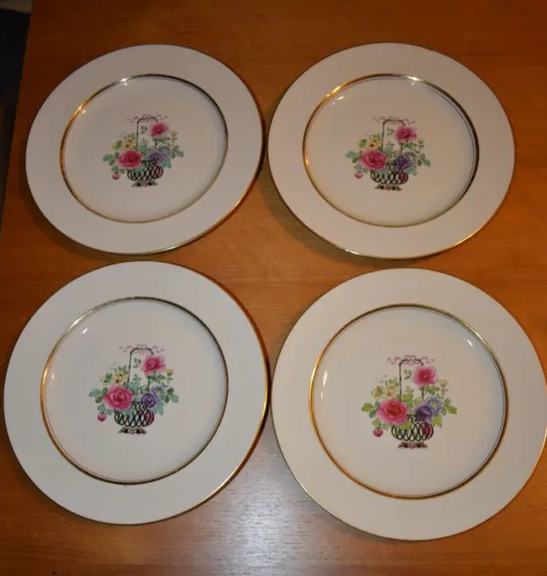 Set of 4 Vintage Booths England Silcon China Floral Plates 8.75"