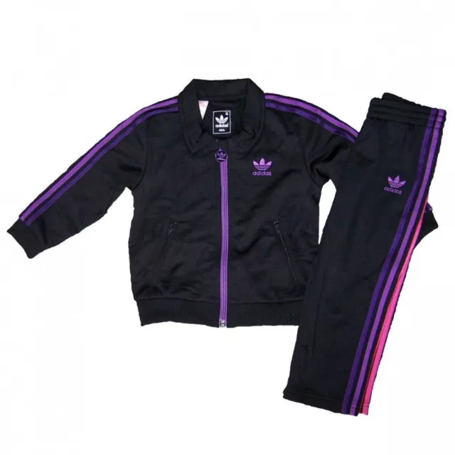 adidas Originals Firebird Suit Baby Kinder Anzug Jacke Hose Set Schwarz LilaPink