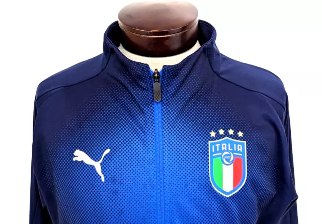 PUMA Men's ITALIA Blue Soccer Football Track Jacket Zip Up Drycell Size M VEUC *