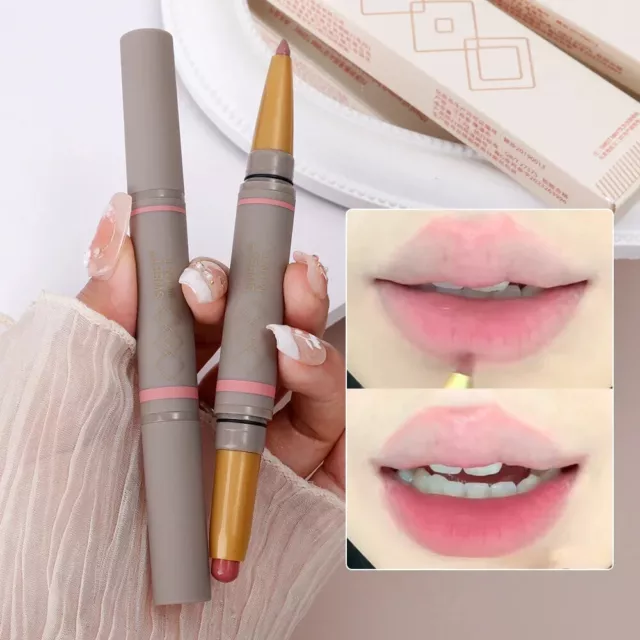 Matte Lipstick Pen Lip Liner Pencil Double Sided Waterproof Lasting Lip Liner