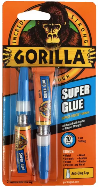 Gorilla Super Glue 2 X 3G Tubes Tough Quick Setting Leather Metal Rdgtools