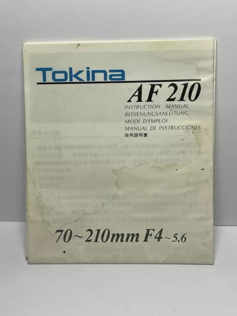 Brochure/Notice/Mode d'emploi EN/FR/DE/ES - Objectif TOKINA 70-210mm f4-5,6 Lens