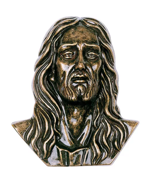 Targa con bassorilievo in bronzo finitura Glitter per lapide - Cristo