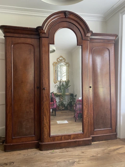 antique Victorian Mahogany wardrobe with mirror