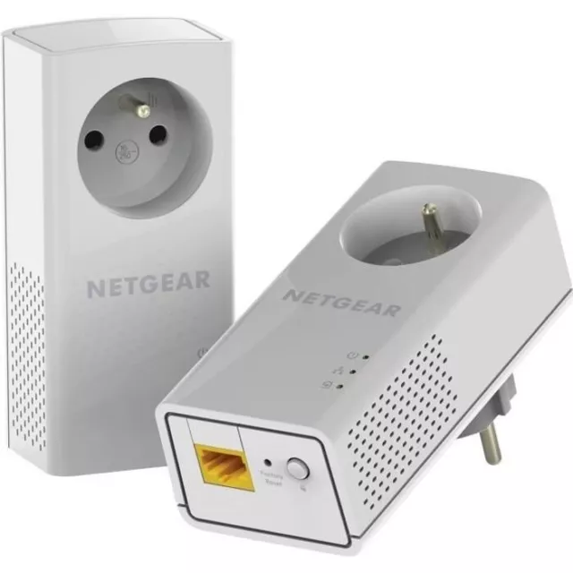 NETGEAR PLP1000 Pack de 2 prises CPL 1000 Mbps avec Prise filtrée et Port Gig...