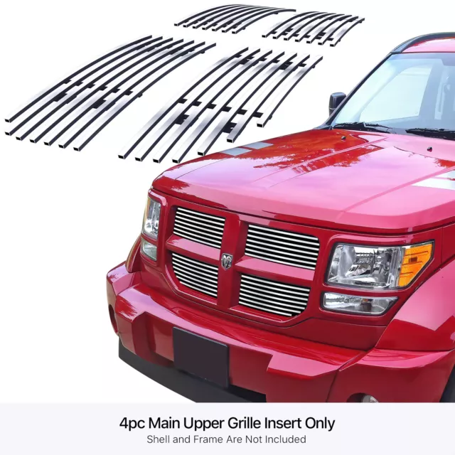 Fits 2007-2011 Dodge Nitro Upper Stainless Steel Chrome Billet Grille Insert